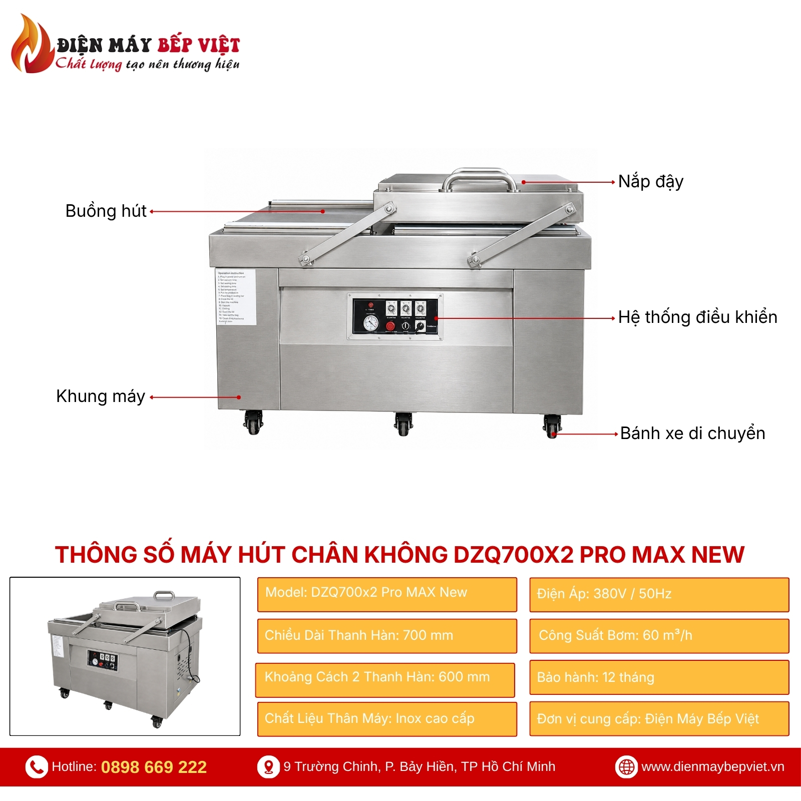 Máy Hút Chân Không MIKOSHI DZQ700x2 Pro Max New