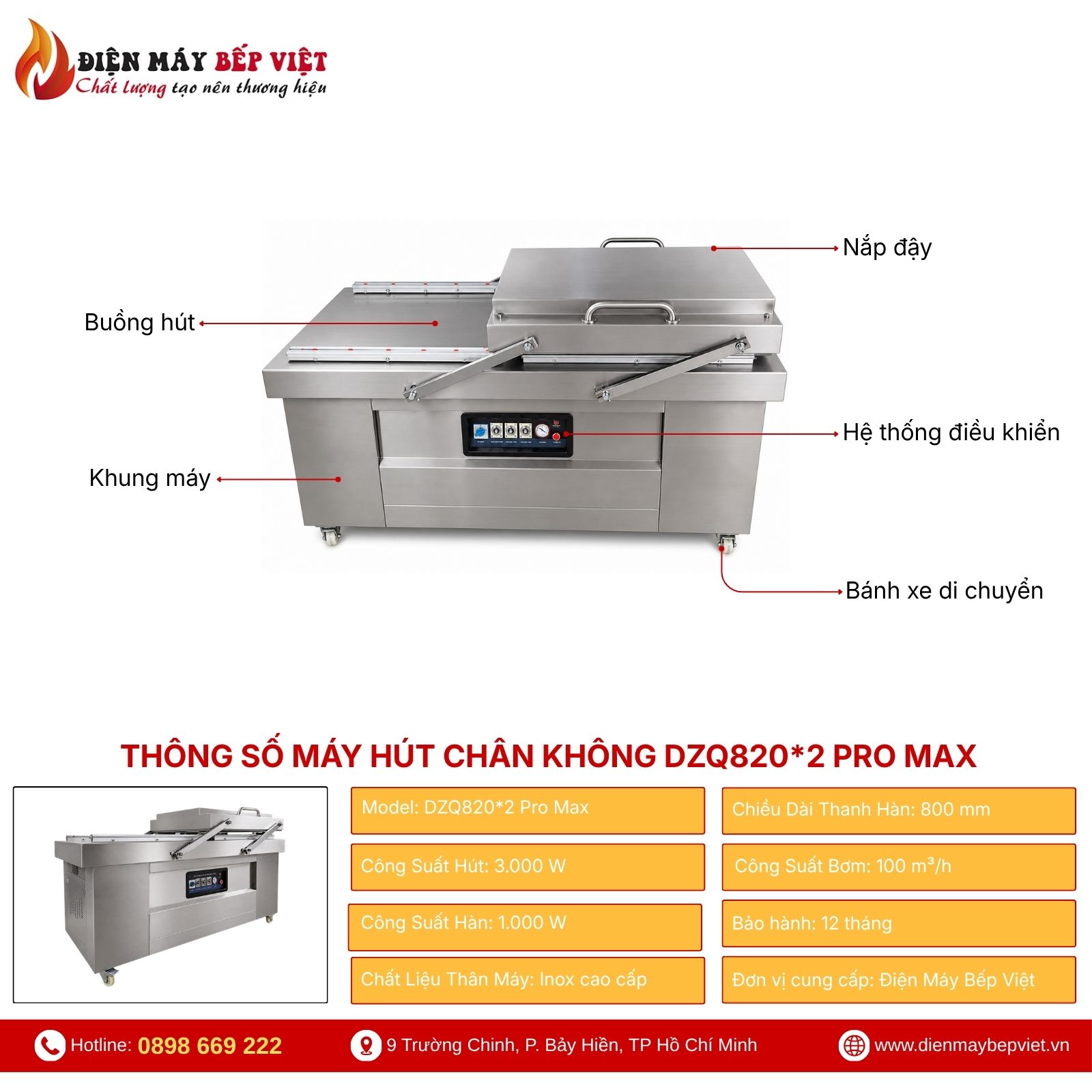 Máy Hút Chân Không MIKOSHI DZQ820*2 Pro Max