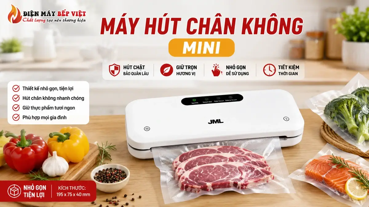 Máy hút chân không mini nhỏ gọn phù hợp cho bếp gia đình và căn hộ