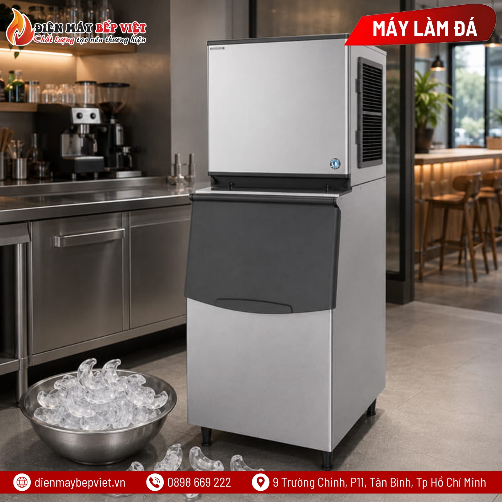 Máy Làm Đá Bán Nguyệt Hoshizaki KMD-201AB 205Kg/Ngày