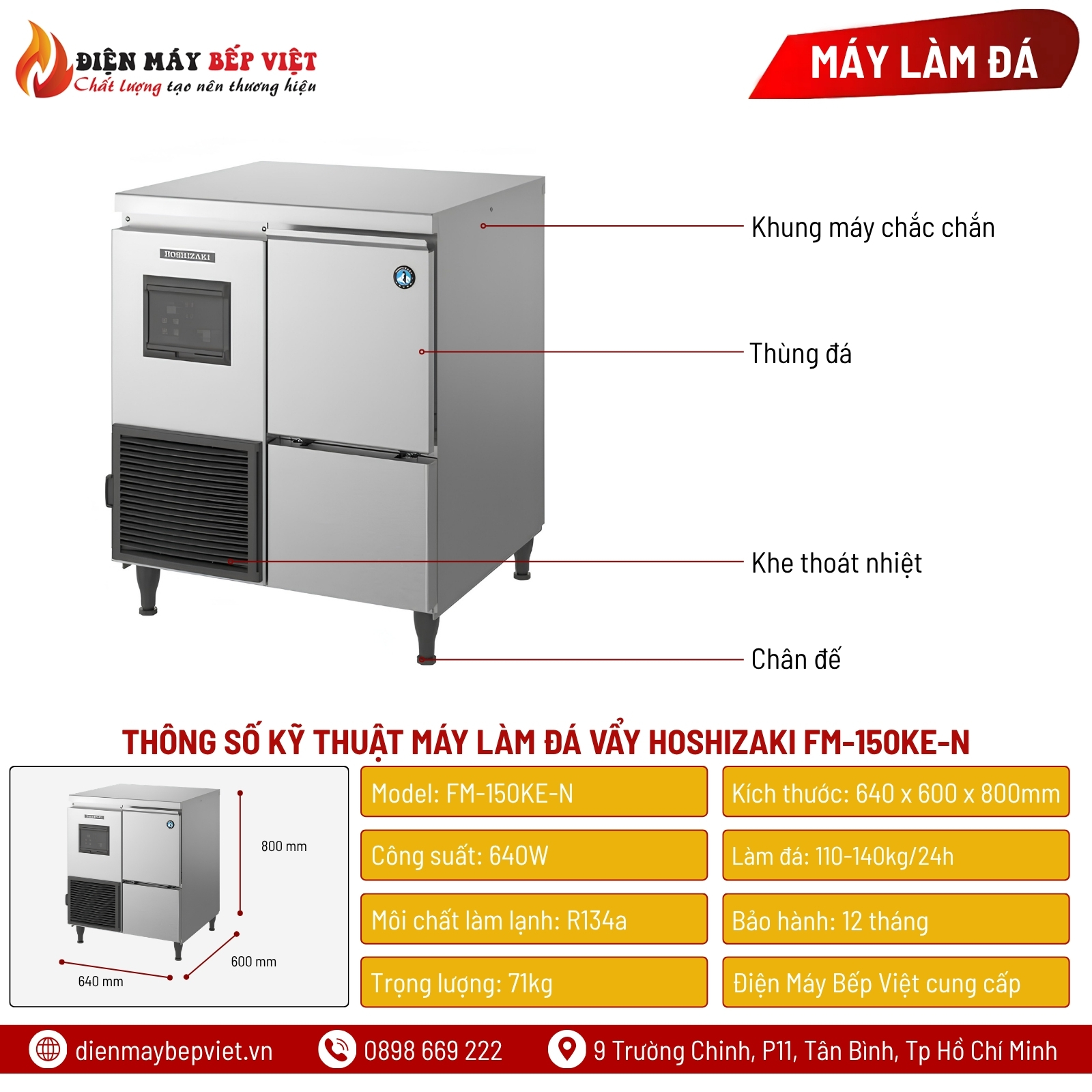Máy Làm Đá Vẩy Hoshizaki FM-150KE-N 140Kg/Ngày