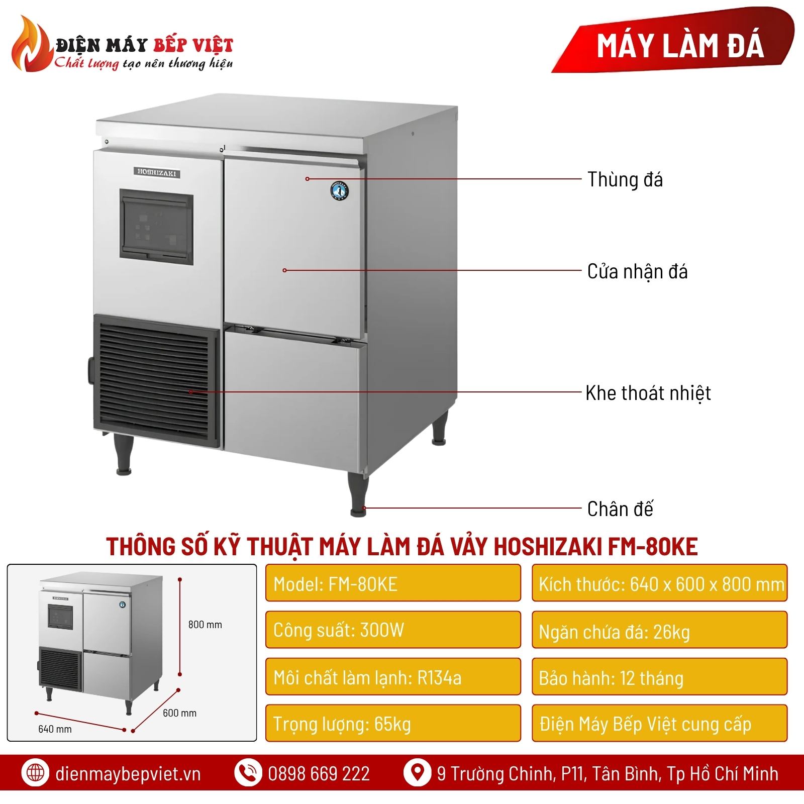 Máy Làm Đá Vẩy Hoshizaki FM-80KE 85Kg/Ngày