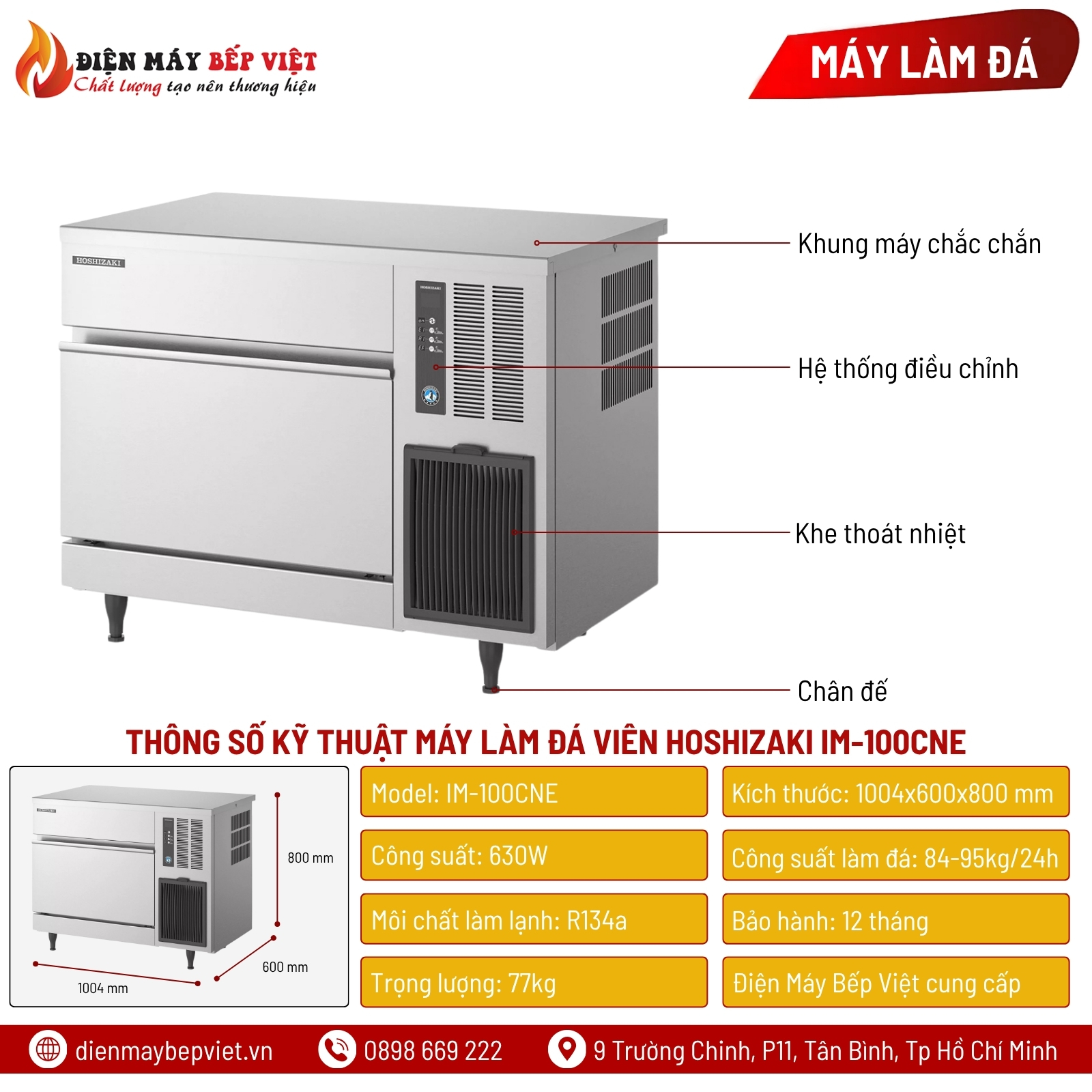 Máy Làm Đá Viên Hoshizaki IM-100CNE 95Kg/Ngày