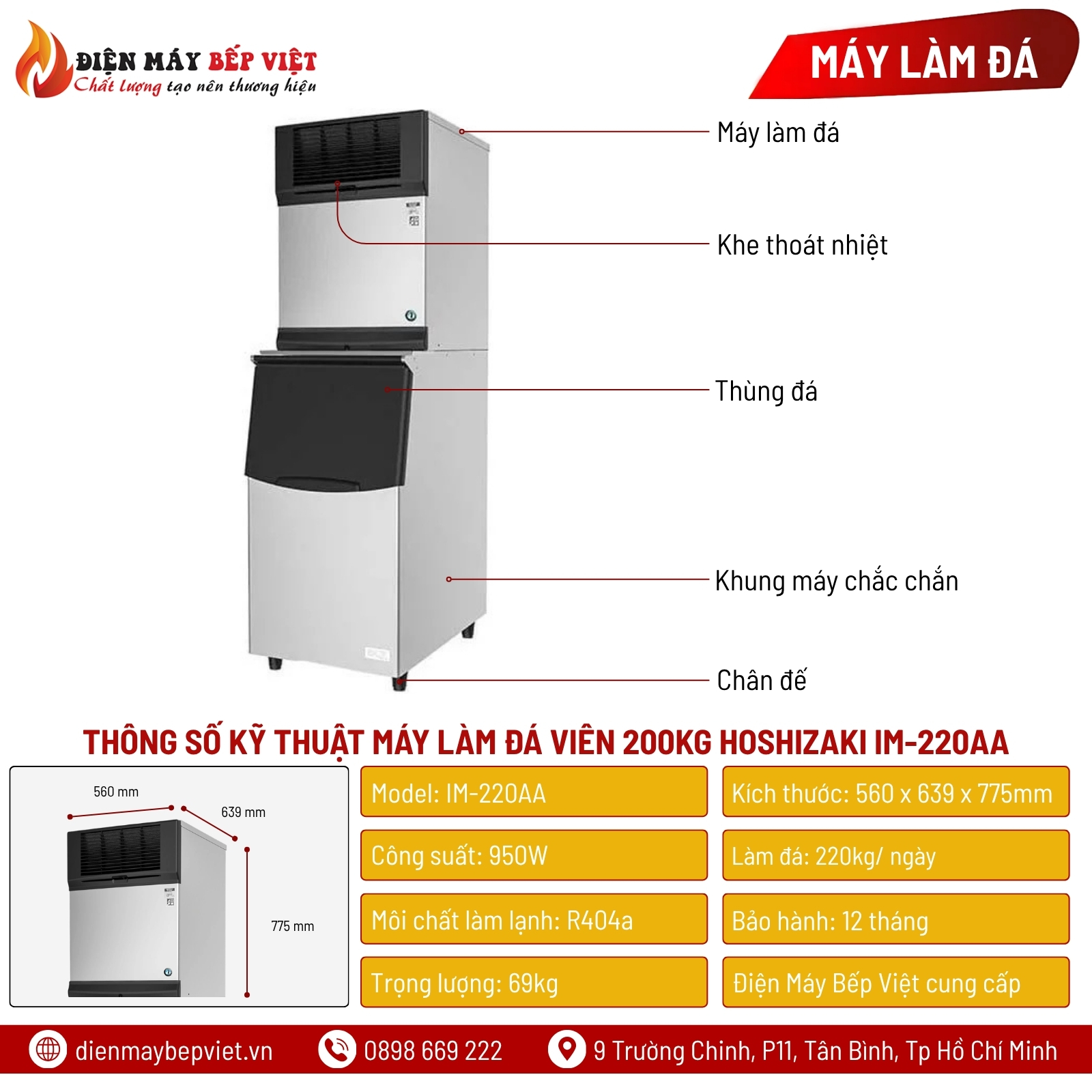 Máy Làm Đá Viên Hoshizaki IM-220AA 220Kg/Ngày