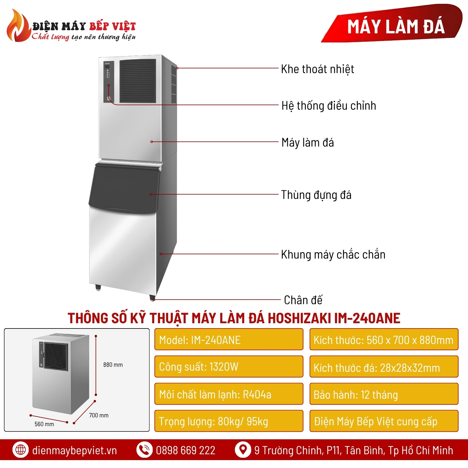 Máy Làm Đá Viên Hoshizaki IM-240ANE