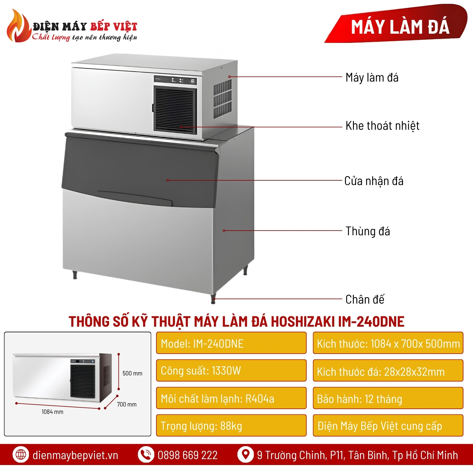 Máy Làm Đá Viên Hoshizaki IM-240DNE