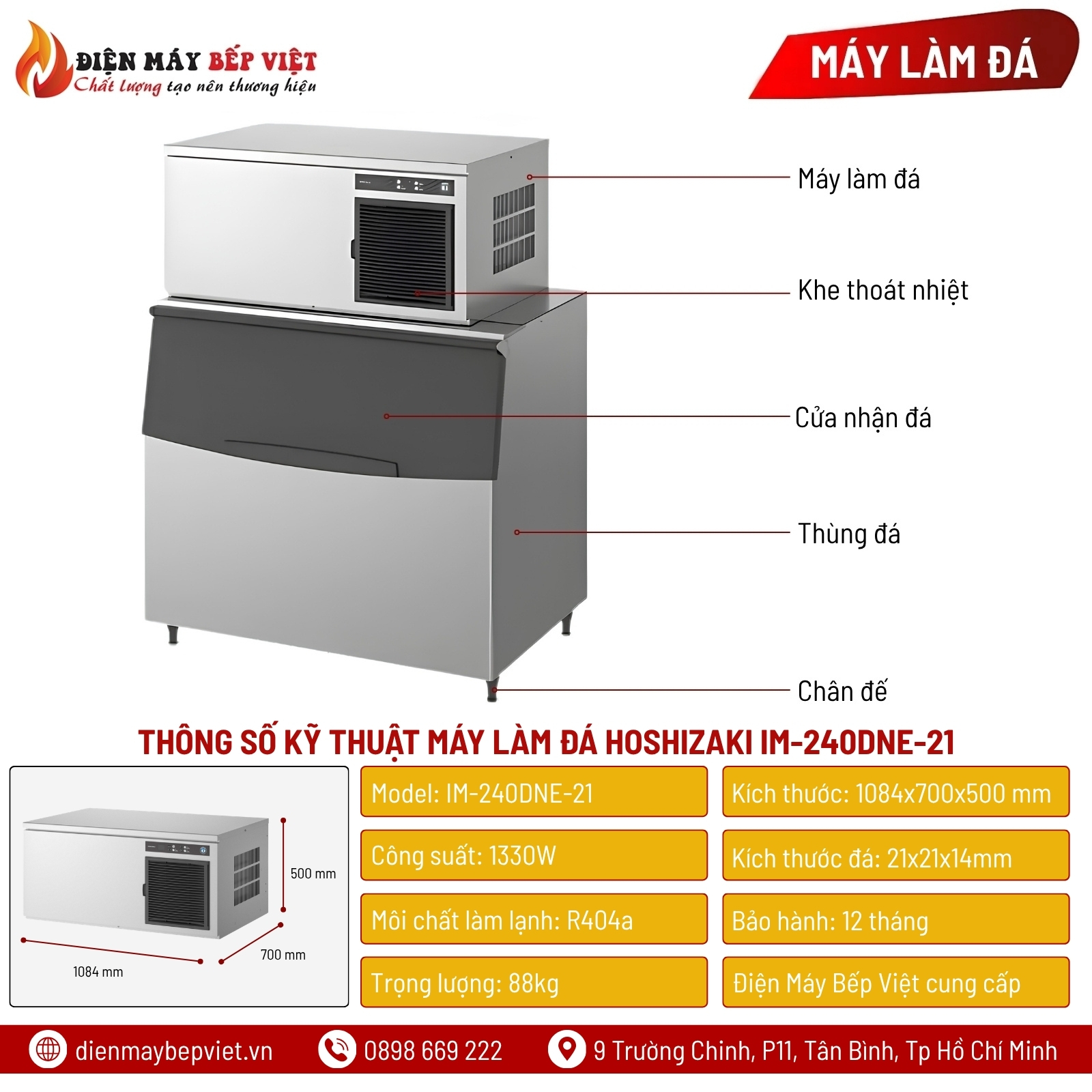 Máy Làm Đá Viên Hoshizaki IM-240DNE-21