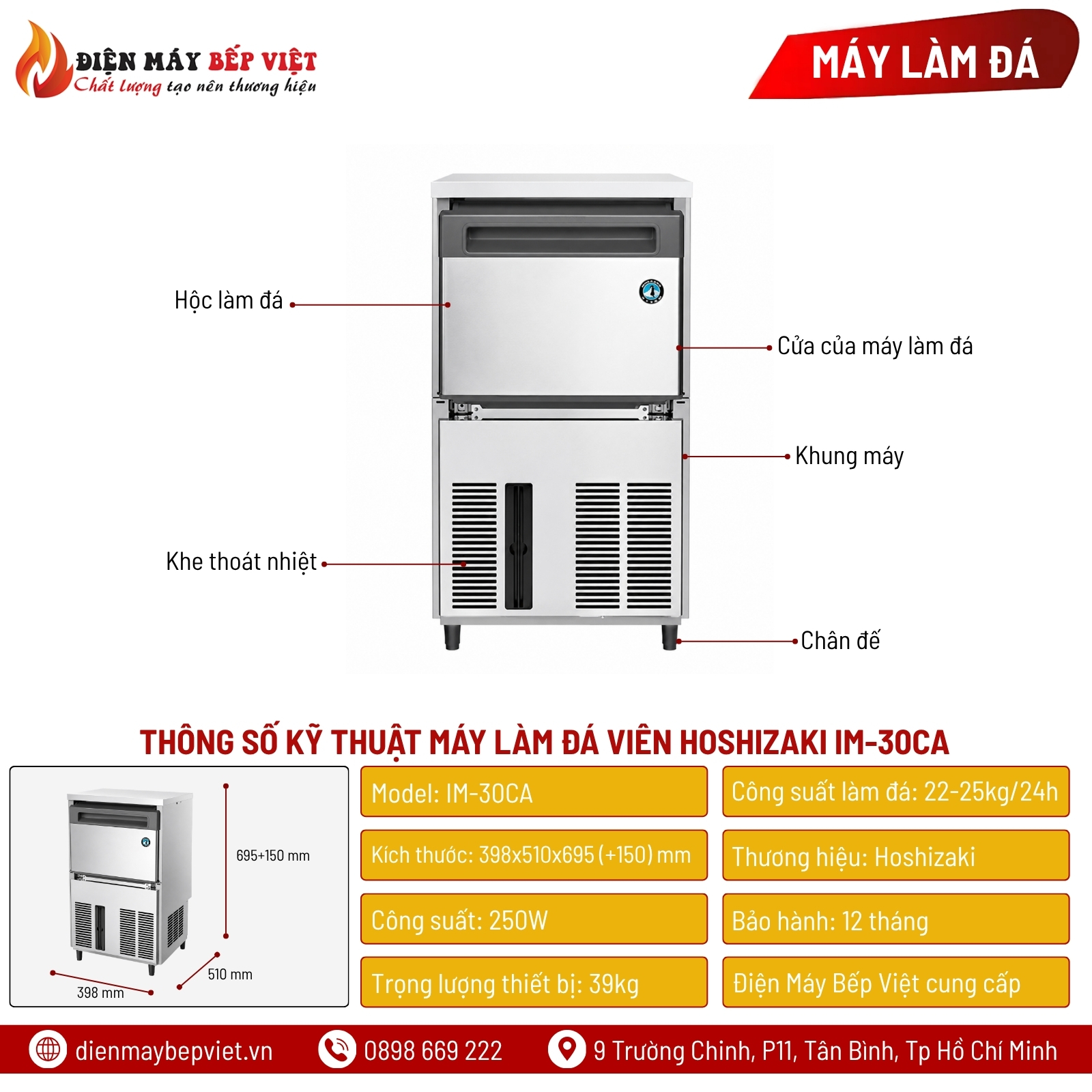 Máy Làm Đá Viên Hoshizaki IM-30CA 25Kg/Ngày