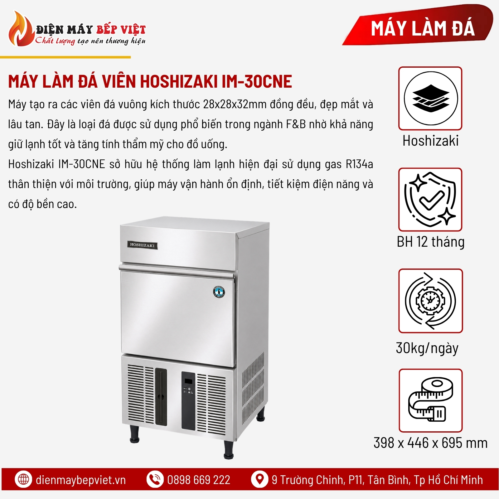 Máy Làm Đá Viên Hoshizaki IM-30CNE 30Kg/Ngày