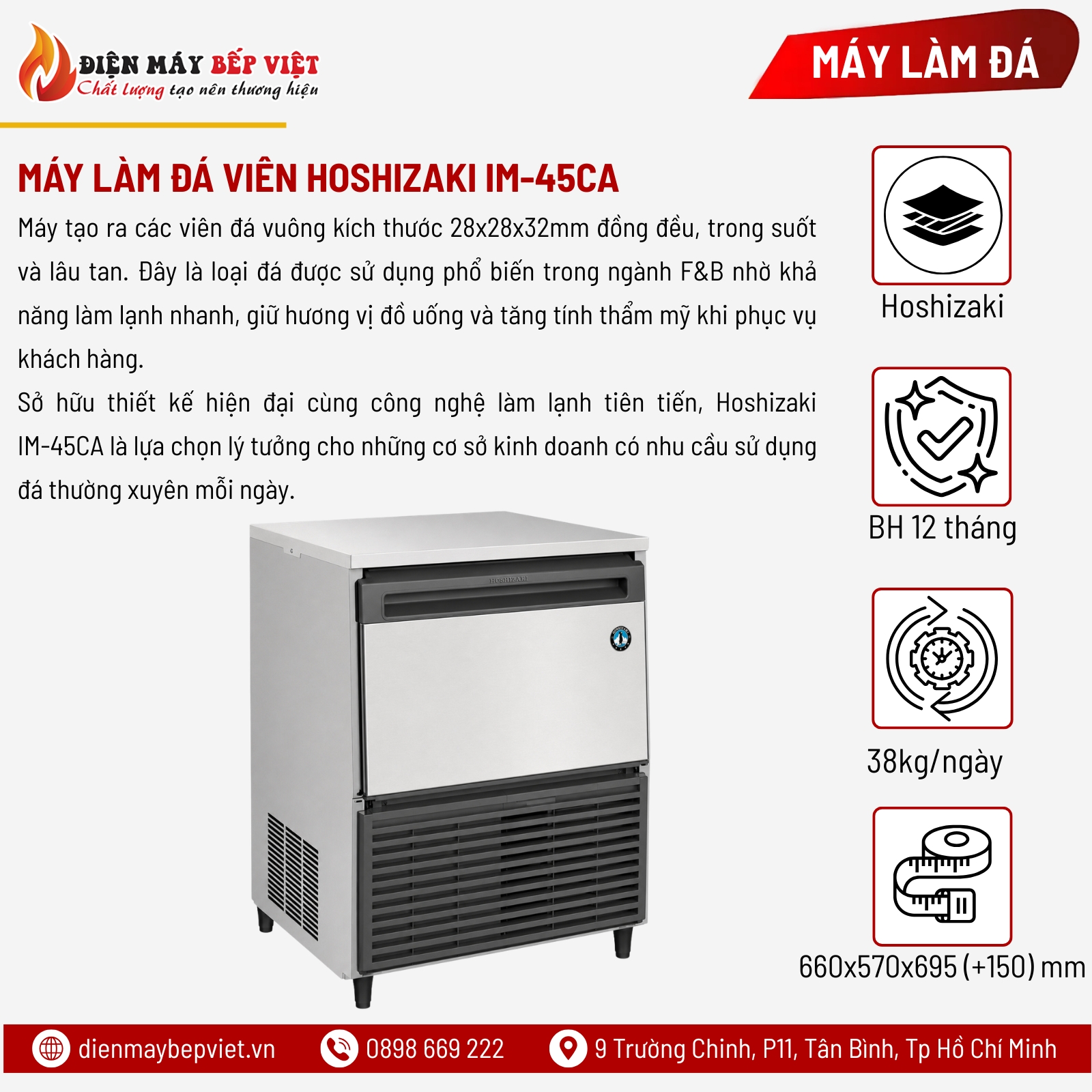 Máy Làm Đá Viên Hoshizaki IM-45CA 38Kg/Ngày
