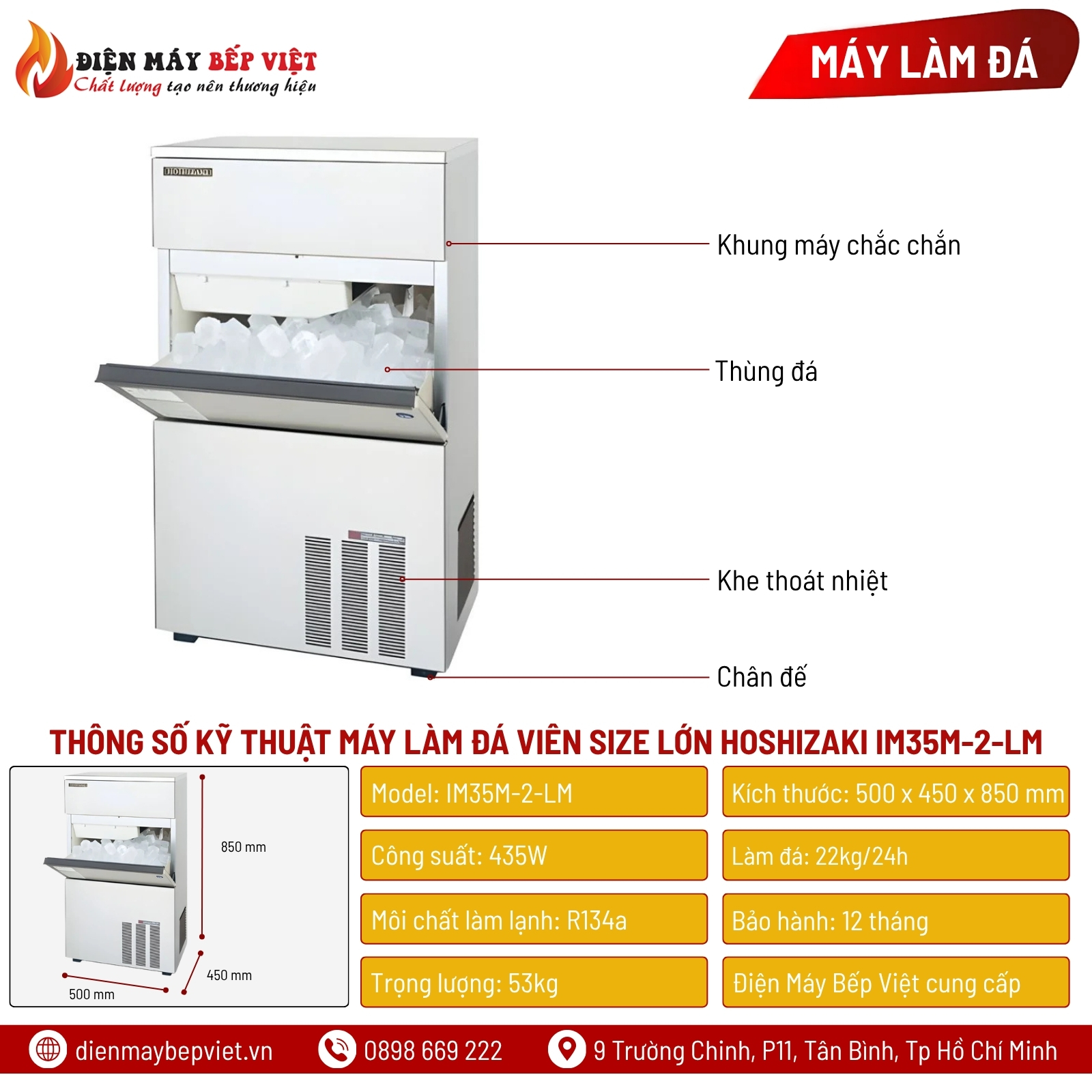 Máy Làm Đá Viên Size Lớn Hoshizaki IM35M-2-LM 20Kg/Ngày