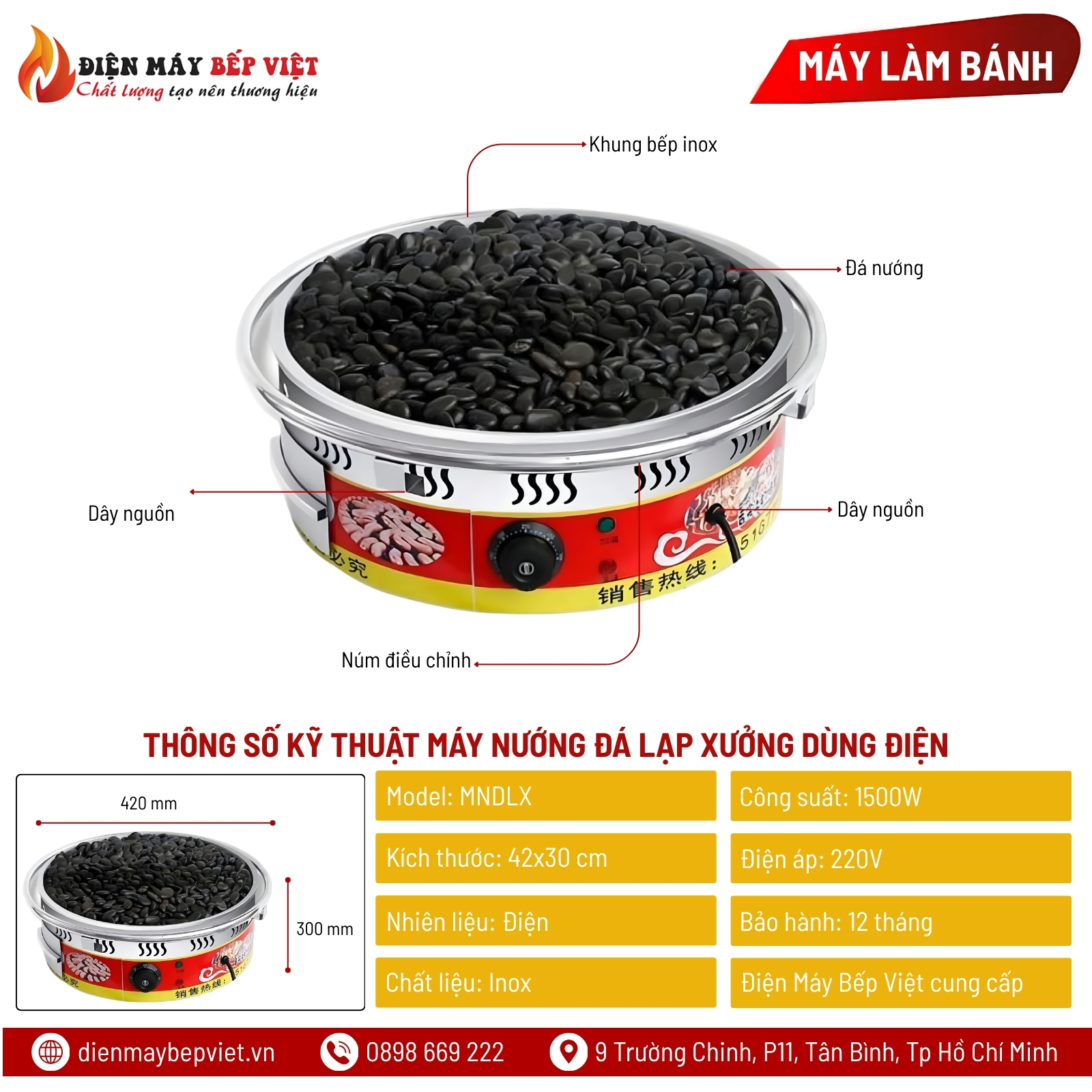 Máy Nướng Đá Lạp Xưởng Dùng Điện
