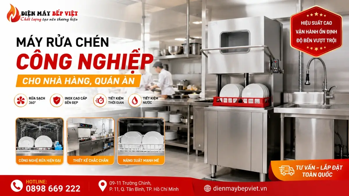 máy rửa chén công nghiệp cho nhà hàng quán ăn và bếp ăn tập thể