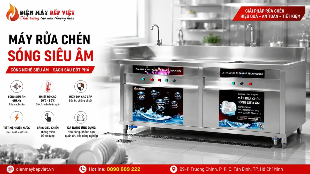 Máy rửa chén sóng siêu âm cho nhà hàng quán ăn