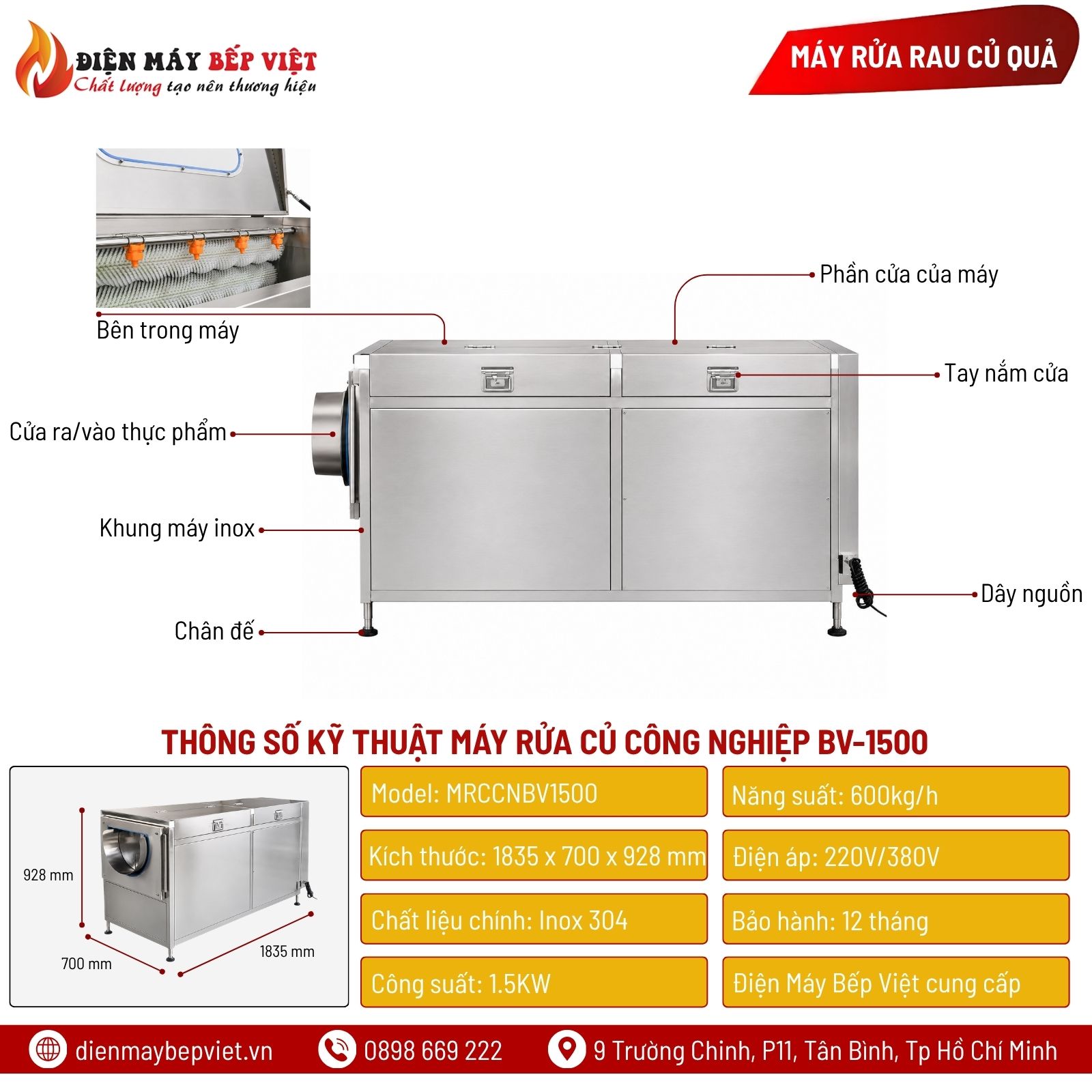 Máy Rửa Củ Công Nghiệp BV-1500