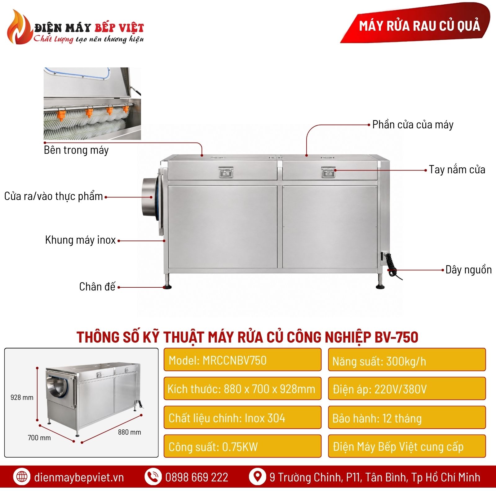 Máy Rửa Củ Công Nghiệp BV-750