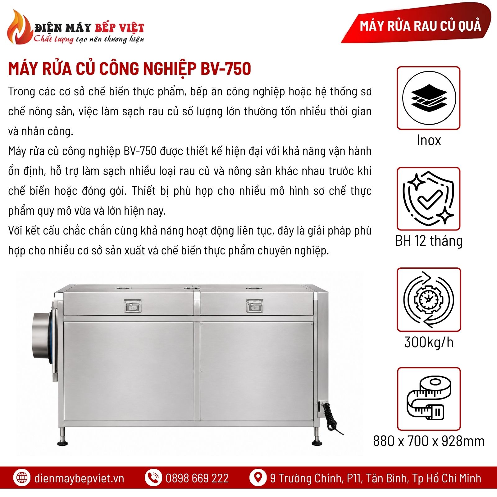 Máy Rửa Củ Công Nghiệp BV-750