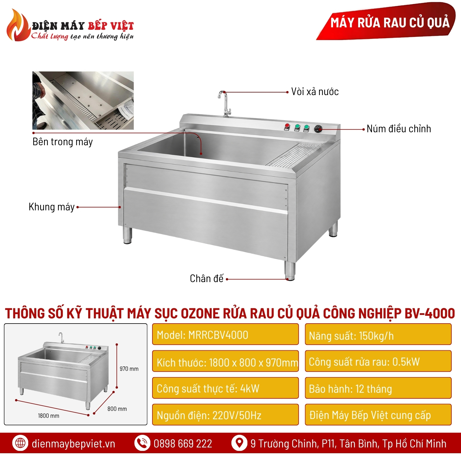 Máy Sục Ozone Rửa Rau Củ Quả Công Nghiệp BV-4000