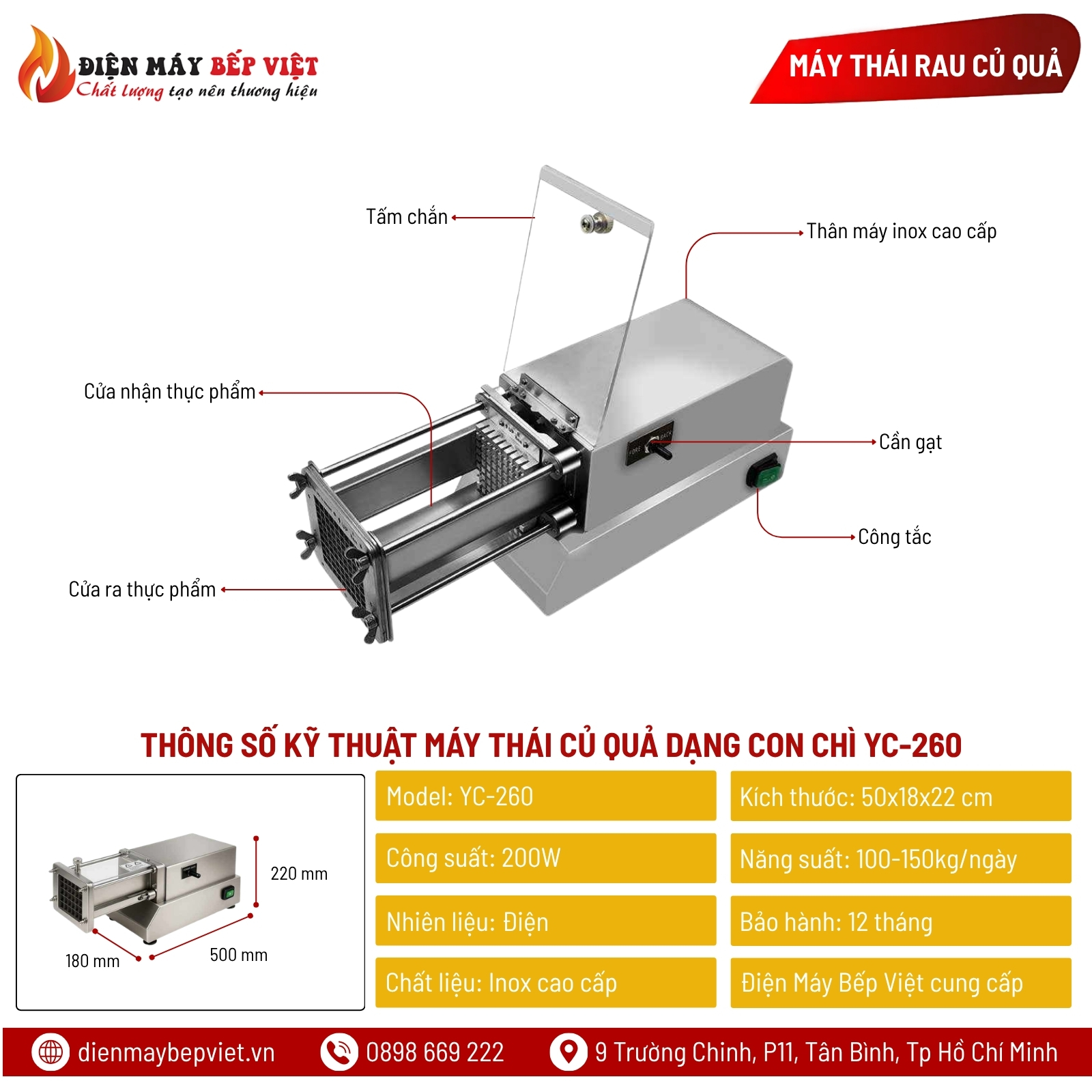 Máy Thái Củ Quả Dạng Con Chì YC-260