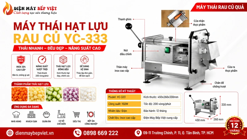 Máy Thái Hạt Lựu Rau Củ YC-333