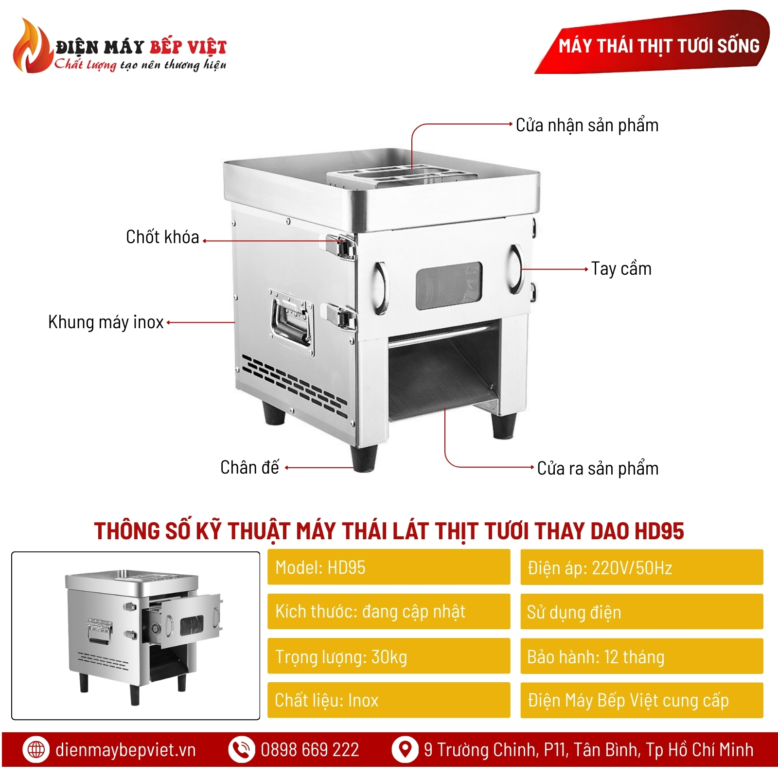 Máy Thái Lát Thịt Tươi Thay Dao HD95