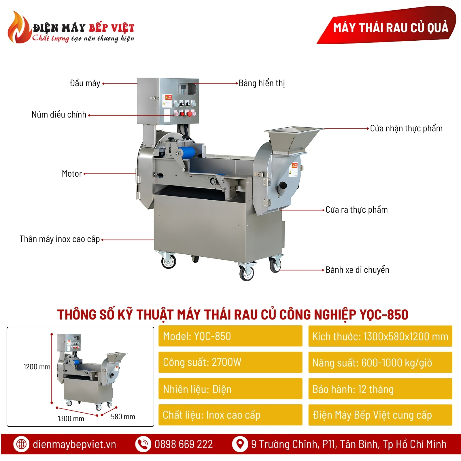 Máy Thái Rau Củ Công Nghiệp YQC-850
