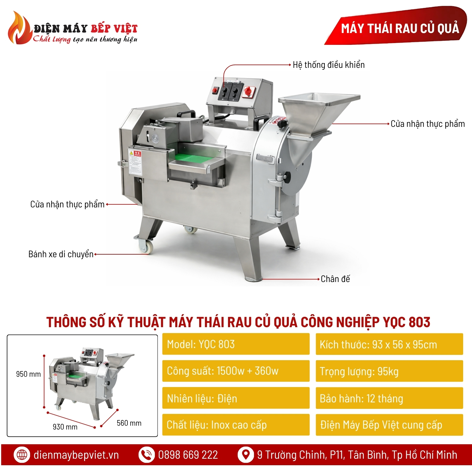 Máy Thái Rau Củ Quả Công Nghiệp YQC 803