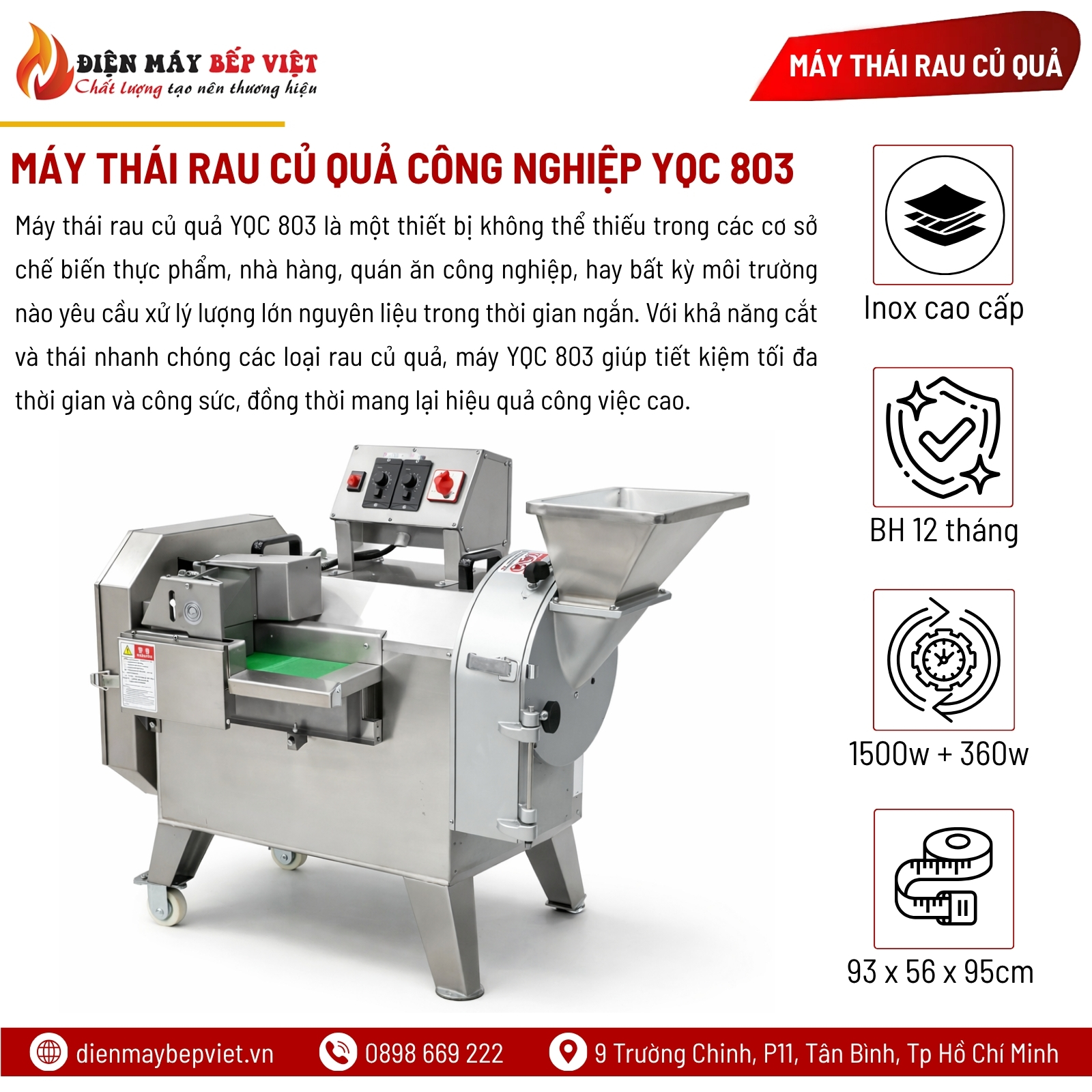 Máy Thái Rau Củ Quả Công Nghiệp YQC 803