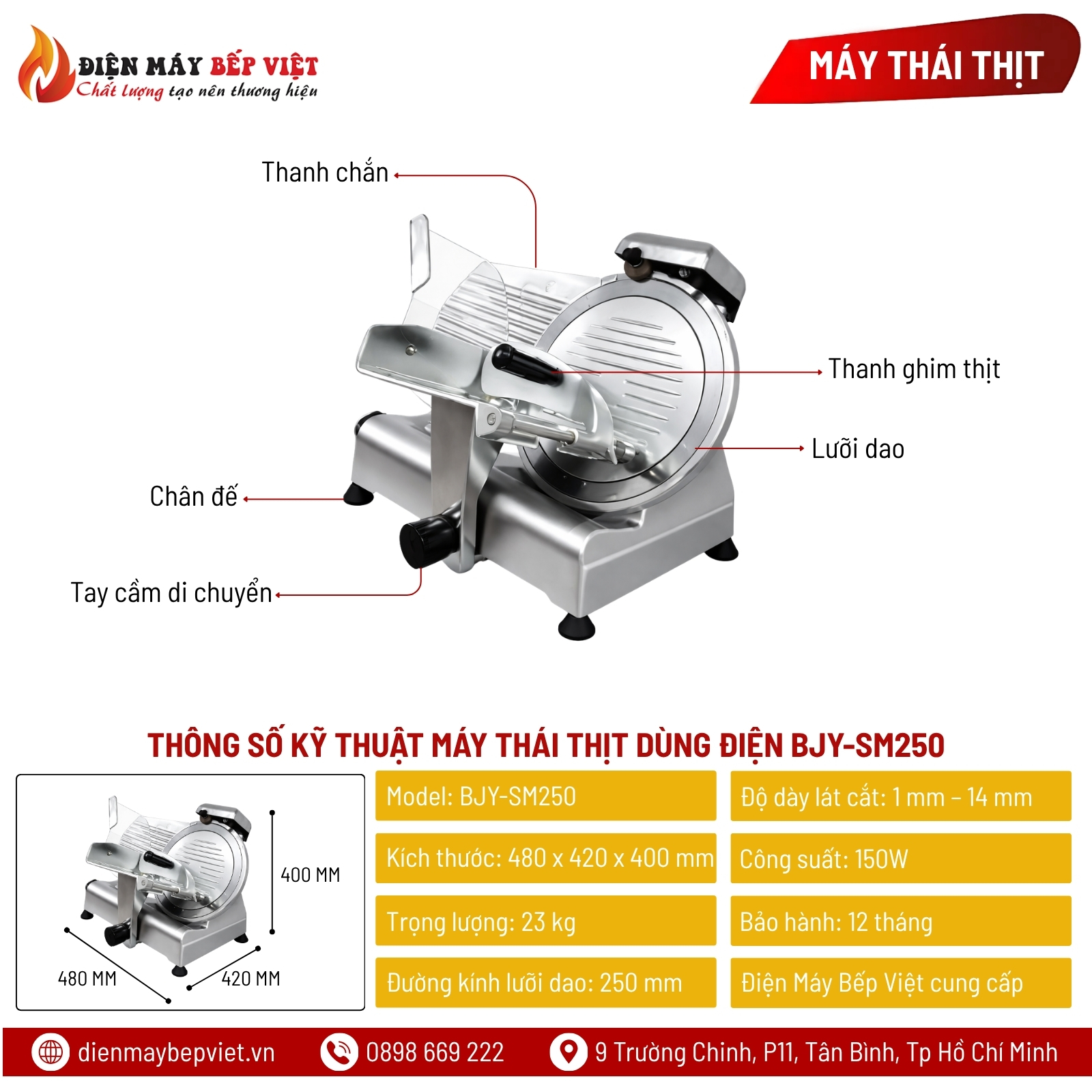 Máy Thái Thịt Dùng Điện BJY-SM250