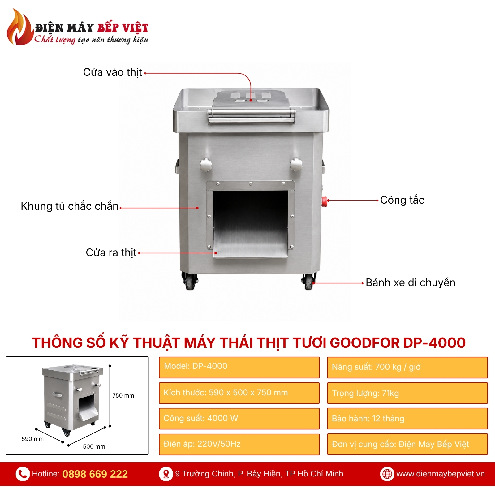 Máy Thái Thịt Tươi Goodfor DP-4000