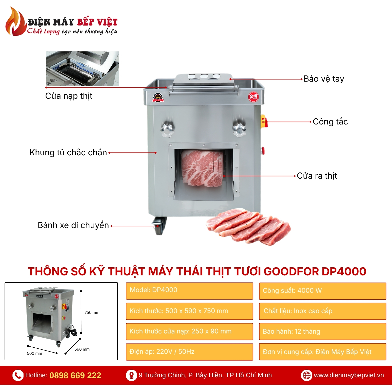Máy Thái Thịt Tươi Goodfor DP4000