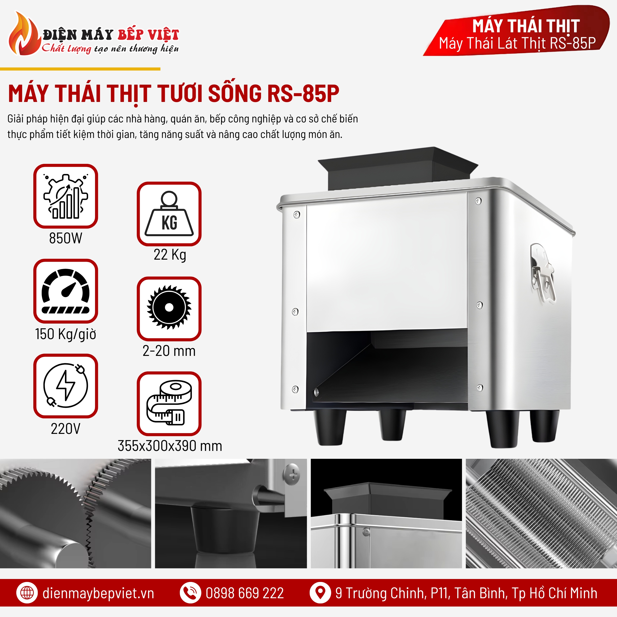 Máy Thái Thịt Tươi Sống RS85P