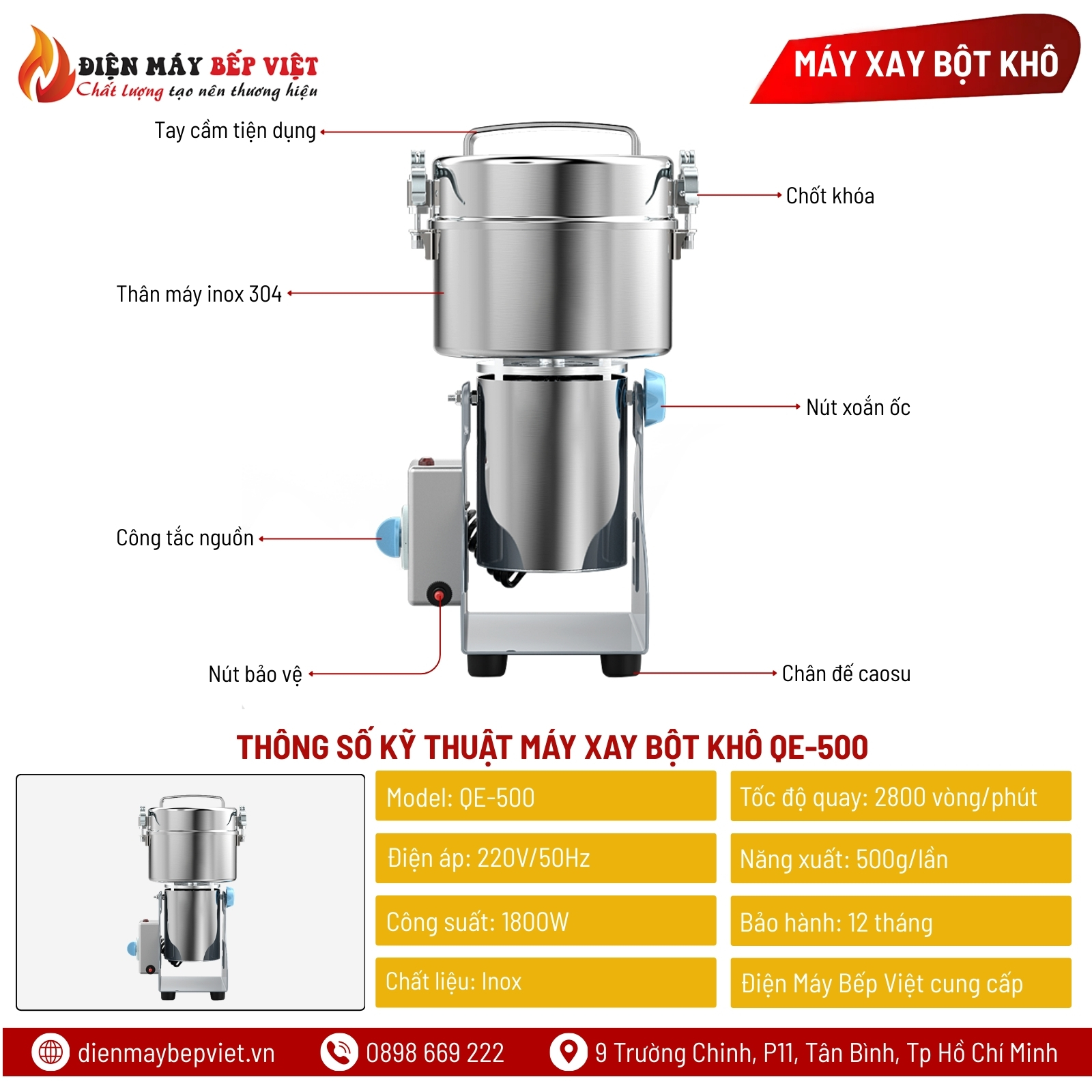 Máy Xay Bột Khô QE-500