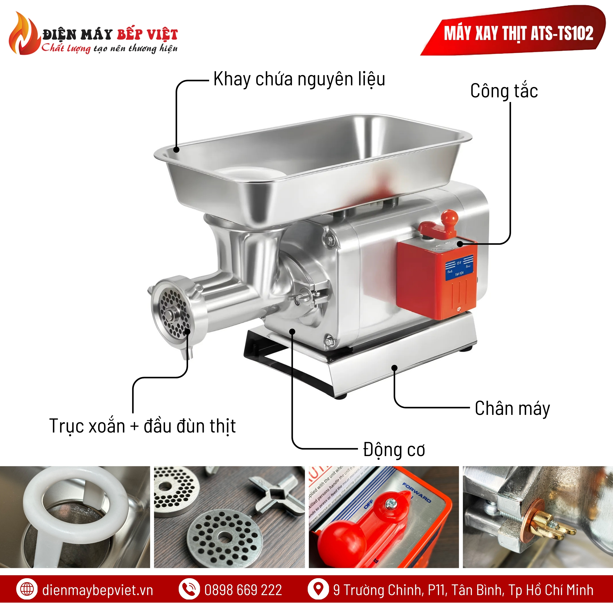 Máy Xay Đùn Thịt Công Nghiệp ATS-TS102