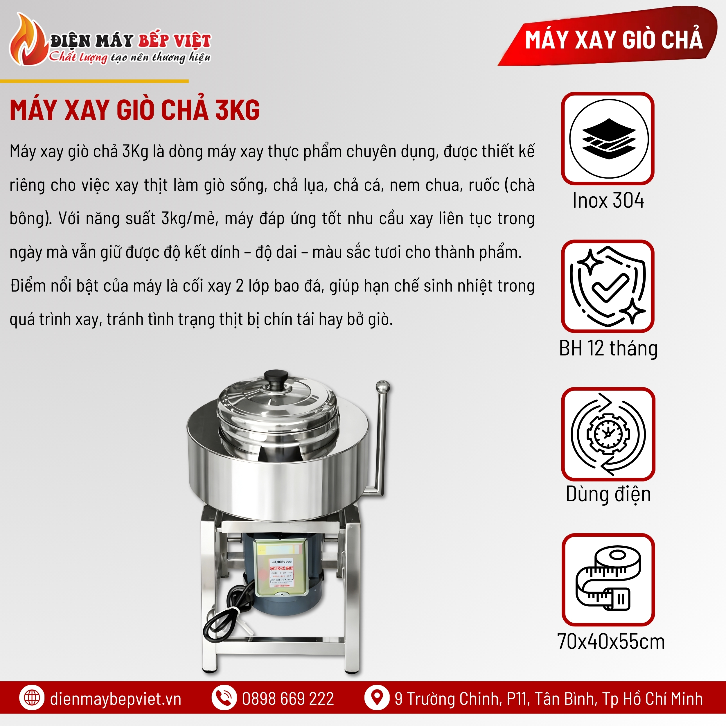 Máy Xay Giò Chả 3Kg