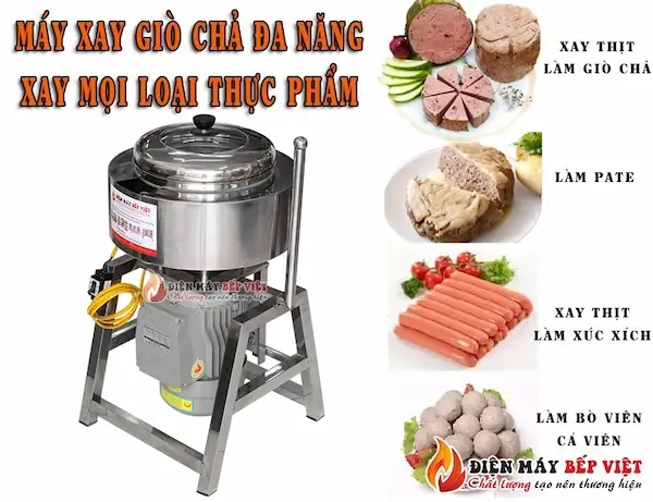 Máy xay giò chả 3kg có thể dùng để xay thịt làm giò chả, xúc xích...