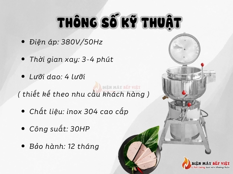 Máy Xay Giò Chả 40kg Hút Chân Không 