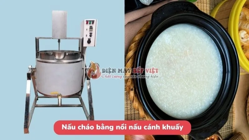 nấu cháo bằng bồn khuấy gia nhiệt