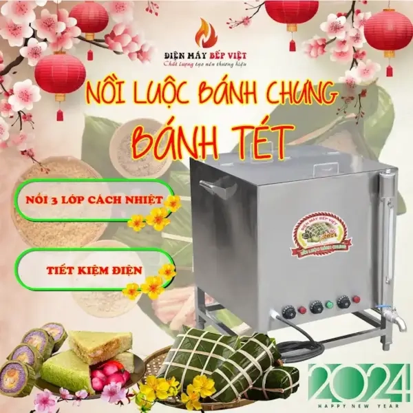 Nồi điện luộc bánh chưng 3 lớp cách nhiệt