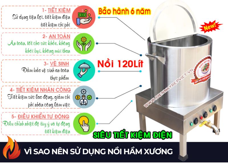 Nồi hầm xương 120 Lít kèm rổ xương