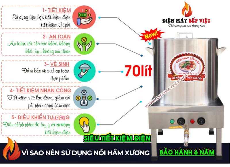 Nồi hầm xương 70 lít kèm rỗ xương
