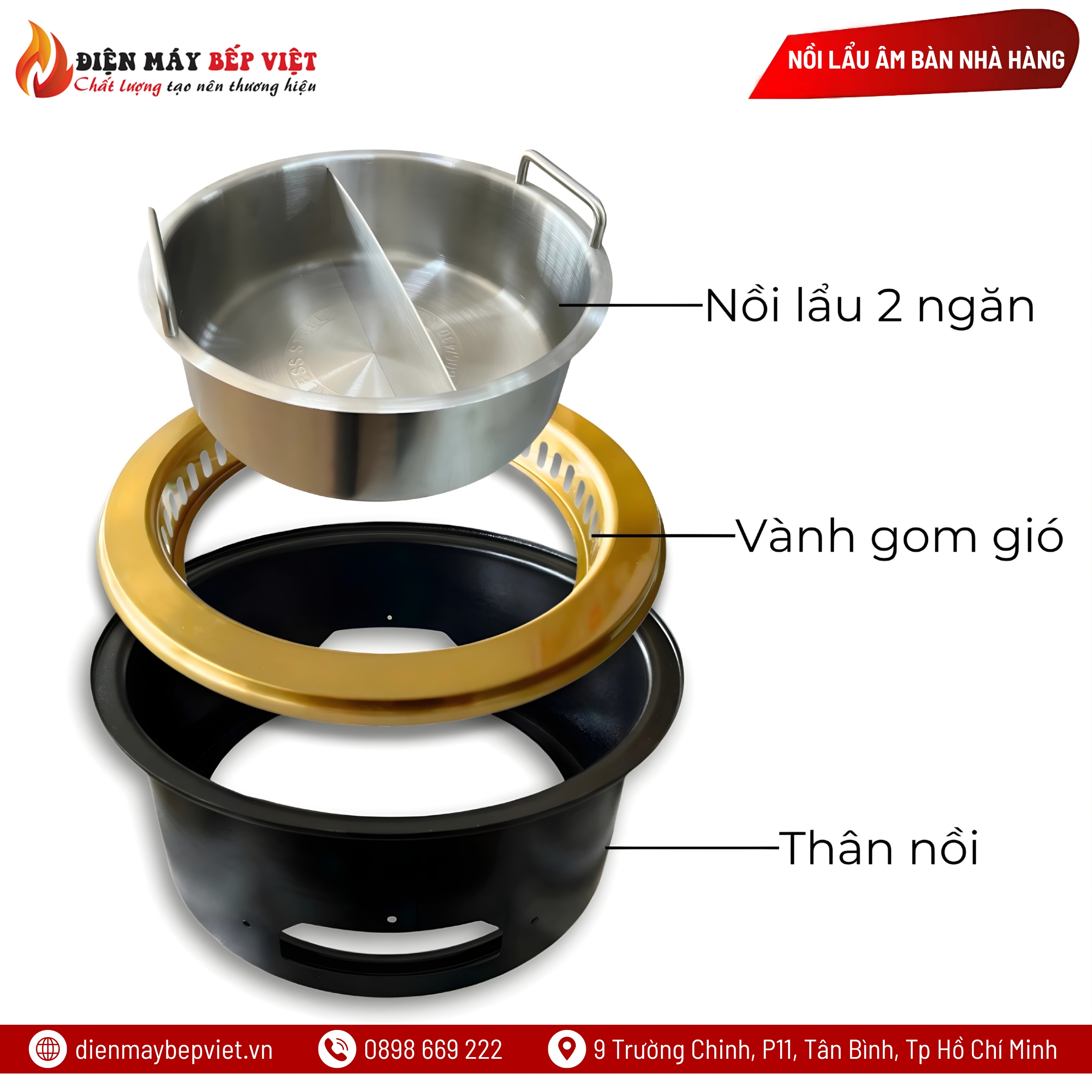 Nồi Lẩu Tròn 2 Ngăn D38 (Màu Vàng)