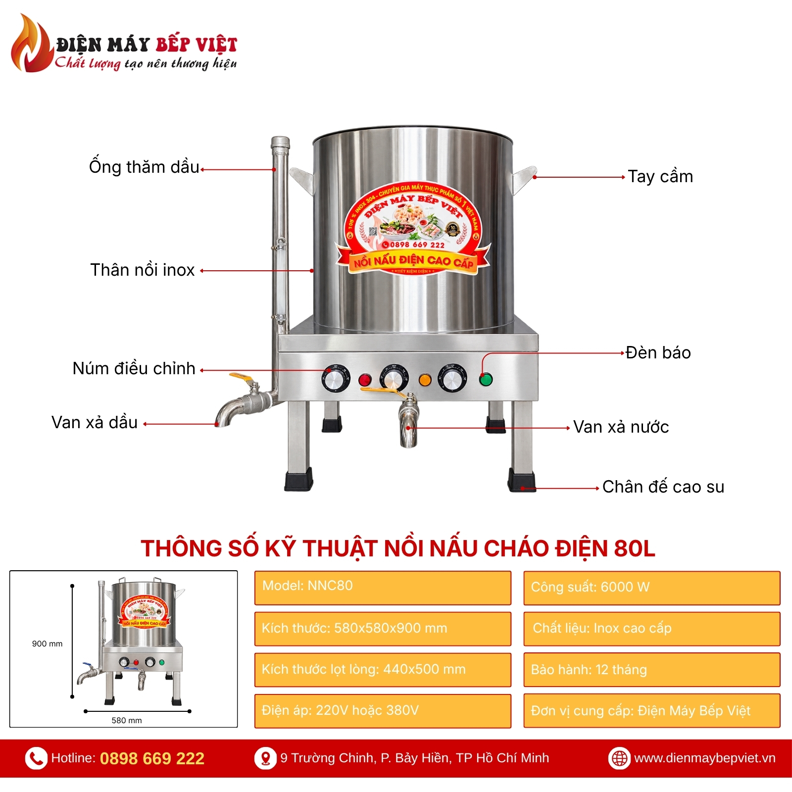 Nồi Nấu Cháo Điện 80L