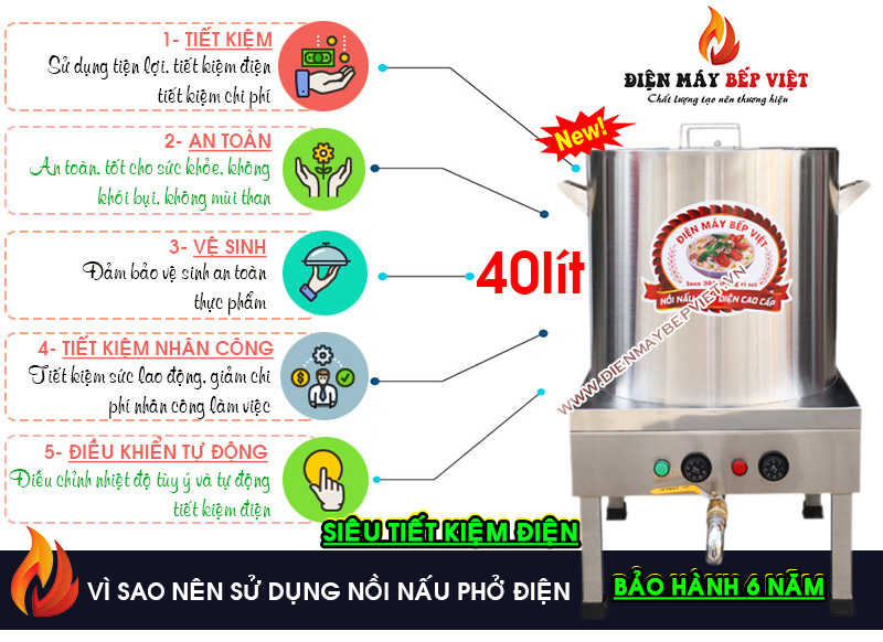 Nồi Nấu Phở 40L+ Rổ Xương