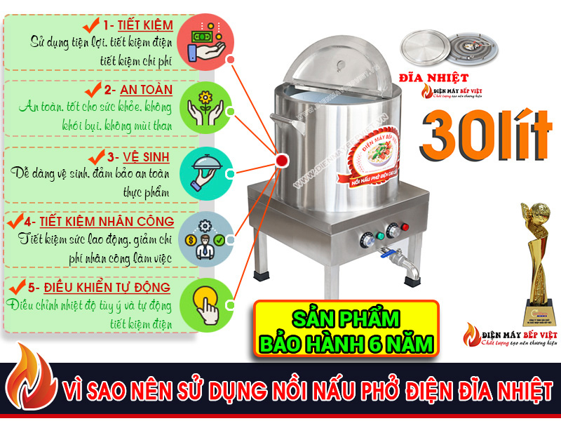 Nồi Phở Đĩa Nhiệt 30lít