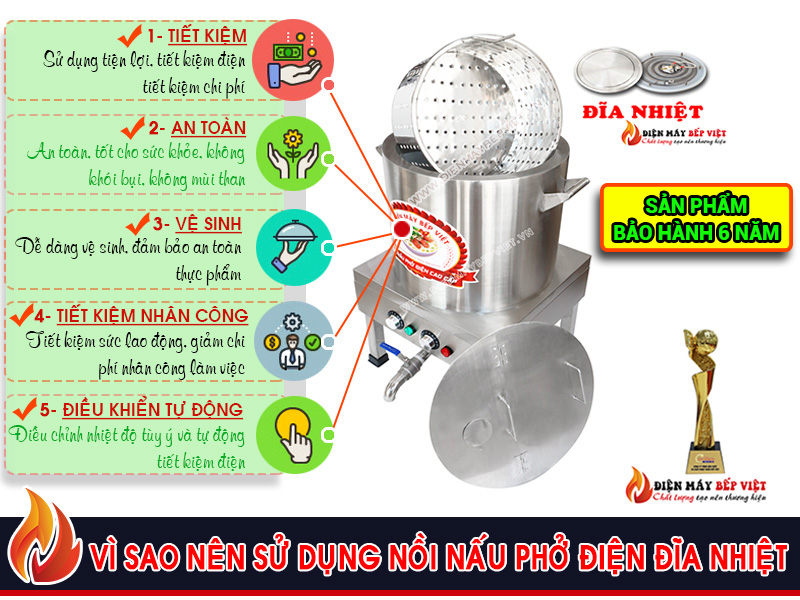 Nồi Phở Đĩa Nhiệt 60lít