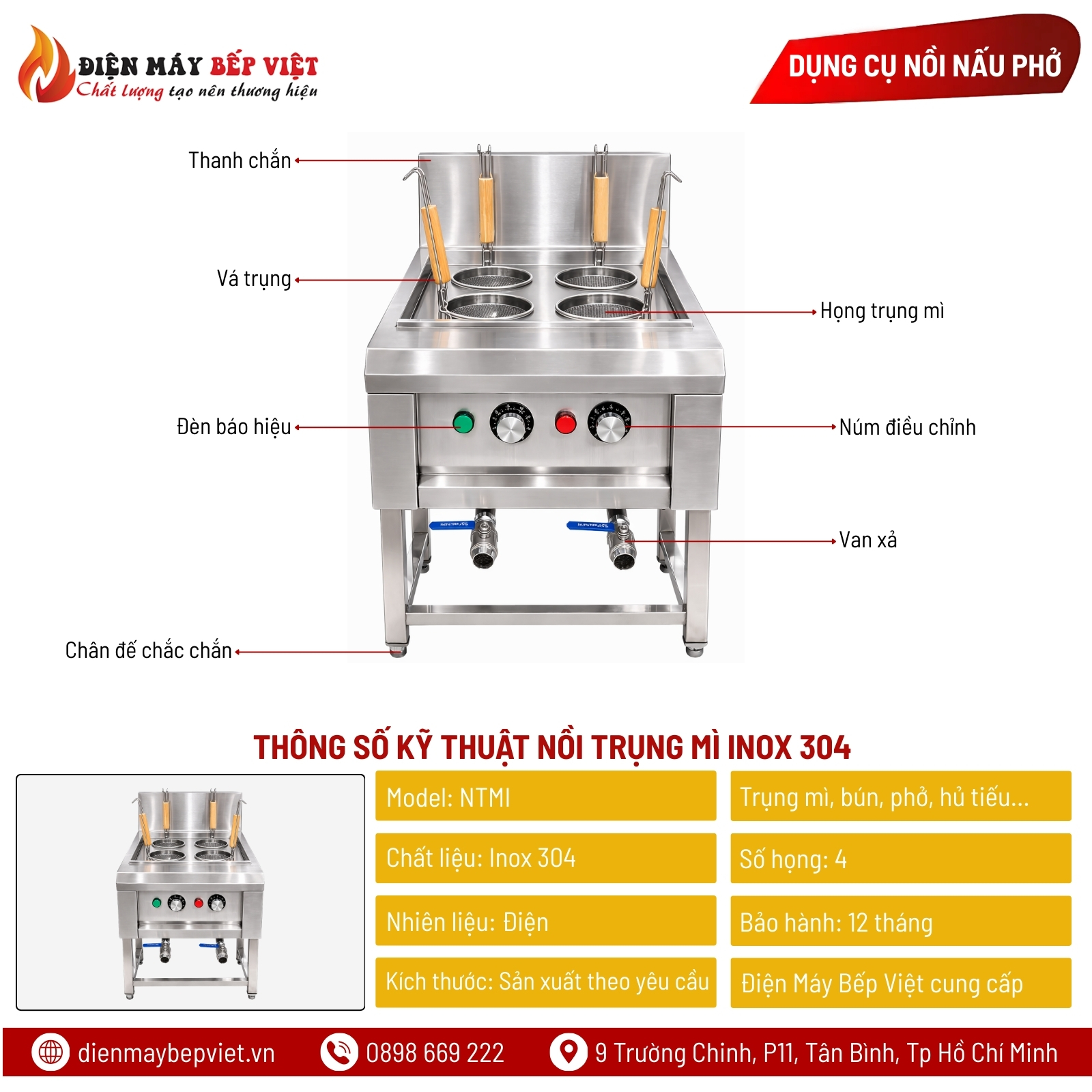 Nồi Trụng Mì Inox 304