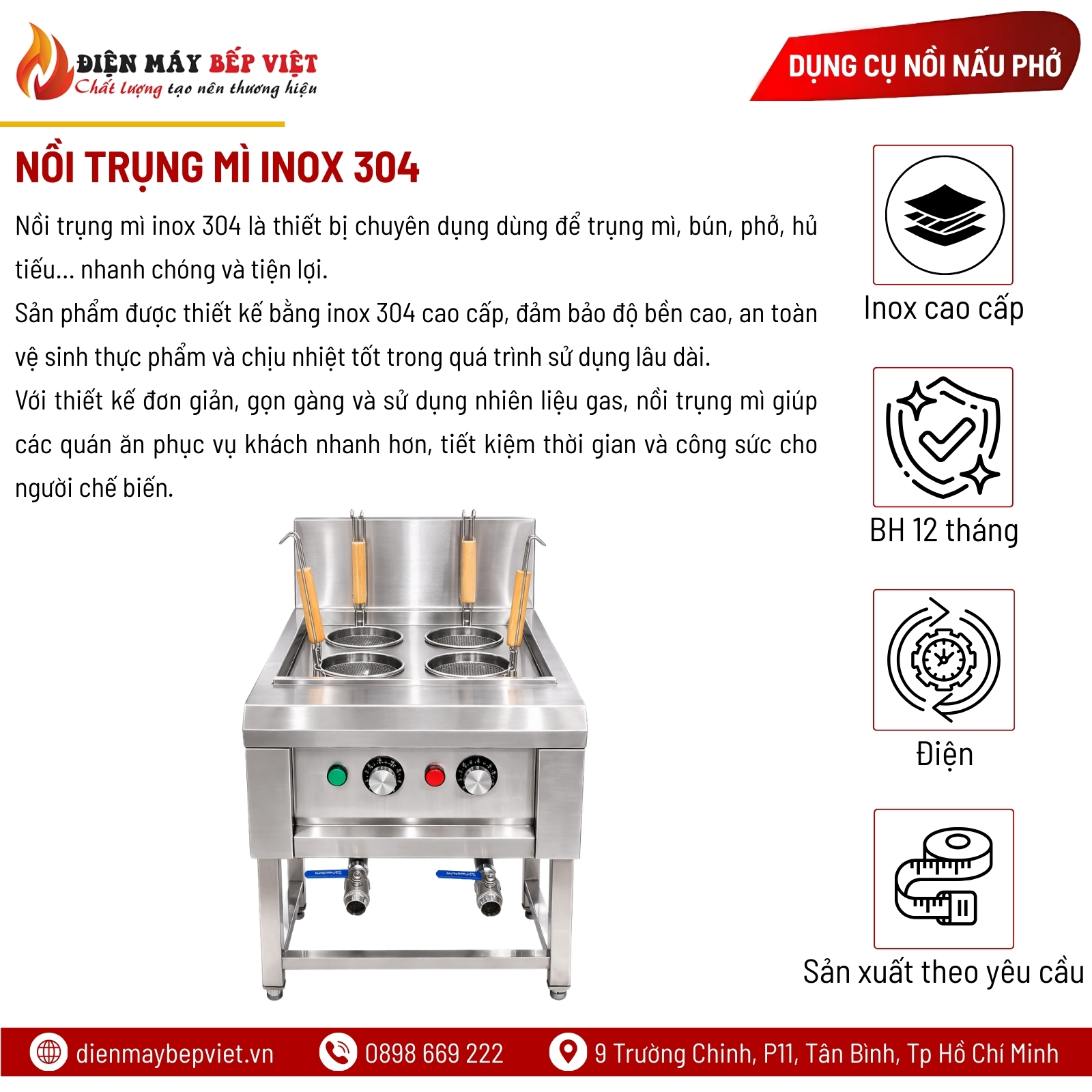 Nồi Trụng Mì Inox 304