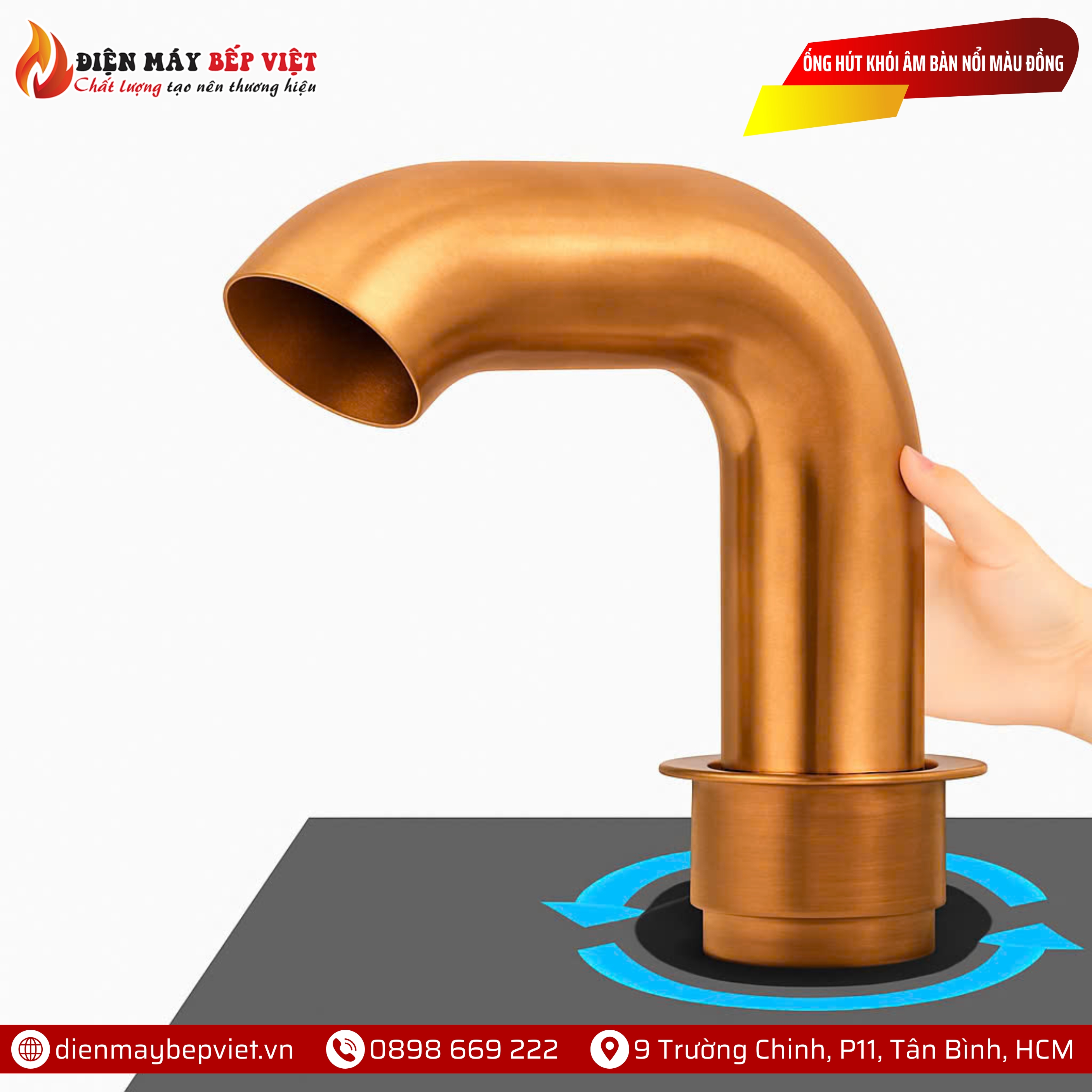 Ống Hút Khói Âm Bàn Nổi Màu Đồng