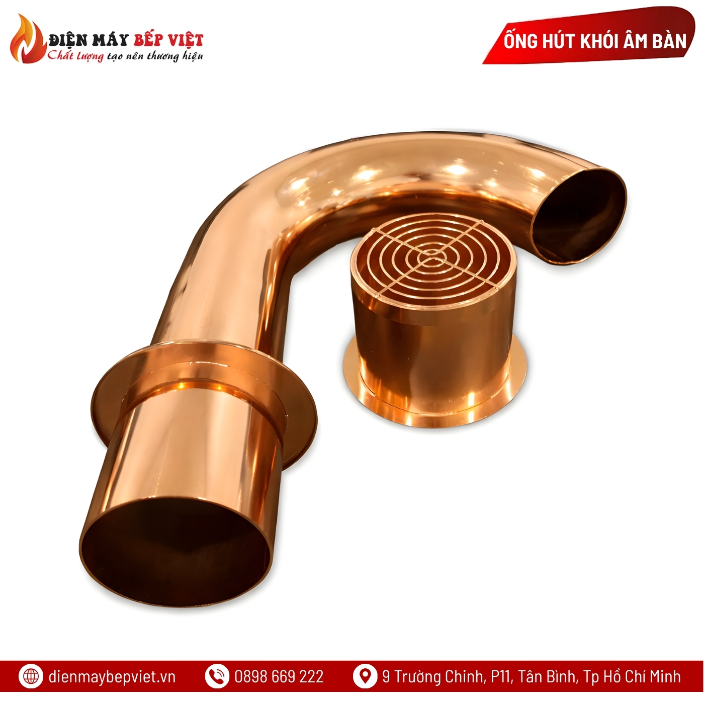 Ống Hút Khói Âm Bàn Nổi Màu Đồng